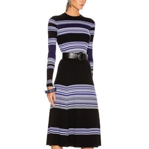 Proenza Schouler Wool Striped Rib-Knit Long-Sleeve Midi Dress XS MRP$900